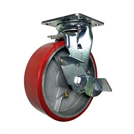 SCpb55 (L) Ролик поворотный полиуретан. с торм.