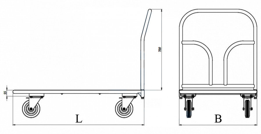 Комплект колес 125 мм к платформенным тележкам